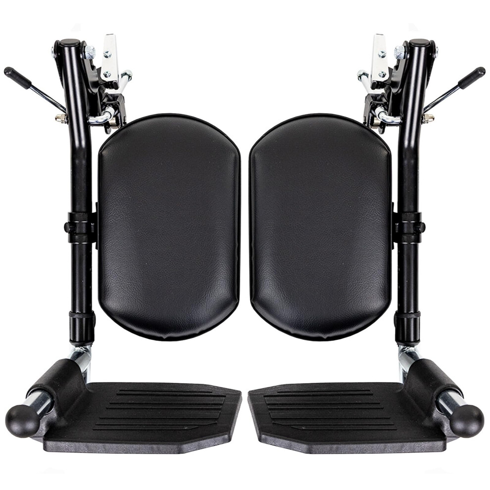 Vive Elevating Wheelchair Footrests With Padded Calf Pads (2 Pack) - Ultimate Leg Rest Accessory Replacement Parts For Wheelchairs - Foot Plates For E
