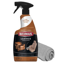 Weiman Limpiador, Pulidor y Acondicionador de Cuero para Muebles, Coches, Bolsos, Zapatos, Botas y Sofás- Toalla de Microfibra Incluida, 22oz