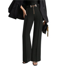 Wide Leg Pants Women Straight High Waisted Work Slacks Business Casual Pleated Pants Black M