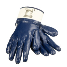 Guantes de trabajo JORESTECH azules recubiertos de nitrilo, algodón resistente, pack de 12 GD-05 (Tamaño 9-L)