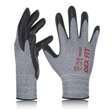 DEX FIT Nitrile Work Gloves FN330, 12 Pairs, 3D-Comfort Stretchy Fit, Firm Grip, Thin & Lightweight, Touch-Screen Compatible, Durable, Breathable & Co
