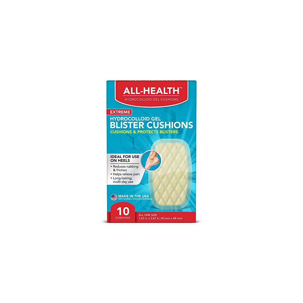 All Health Extreme Hydrocolloid Gel Blister Cushion Bandages, 1.65 In X 2.67 In, 10 Ct Long Lasting Protection Against Rubbing And Friction For Blist