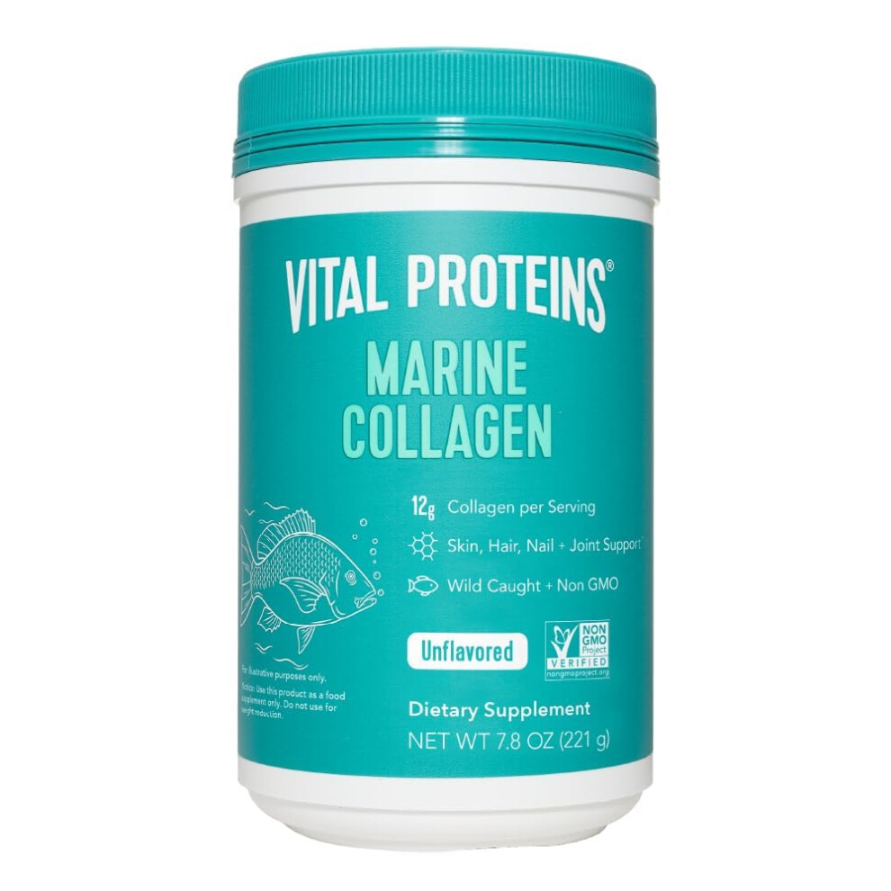 Vital Proteins Marine Collagen Peptides Powder Supplement For Skin Hair Nail Joint - Hydrolyzed Collagen - 12G Per Serving - 7.8 Oz Canister