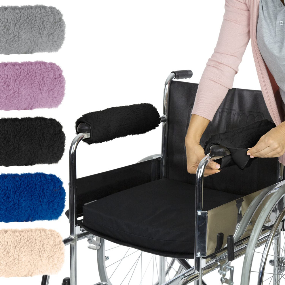 Vive Wheelchair Armrest Cover (Pair) - Memory Foam Sheepskin Pad For Office & Transport Chair - Soft Support Cushion Accessories For Padded Arm Rest,