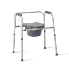 Medline 3-in-1 Stalen Verstelbare Bedside Commode met Microban Bescherming, Draagbaar Toilet