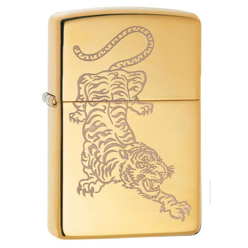 Zippo Zippo Högpolerad Messing Tigerdesign Ficklighter