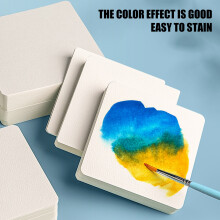 100Pcs Watercolor Paper Sheet 300GSM Fine Texture Cotton Pulp Sketching Paper 10cm square