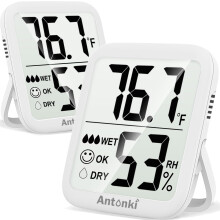 Antonki Rumstemperaturmätare för Hem, 2 Pack Digitala Temperatur- och Fuktighetsmonitorer