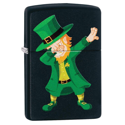 Zippo Zippo Dabbing Leprechaun Design Black Matte Pocket Lighter