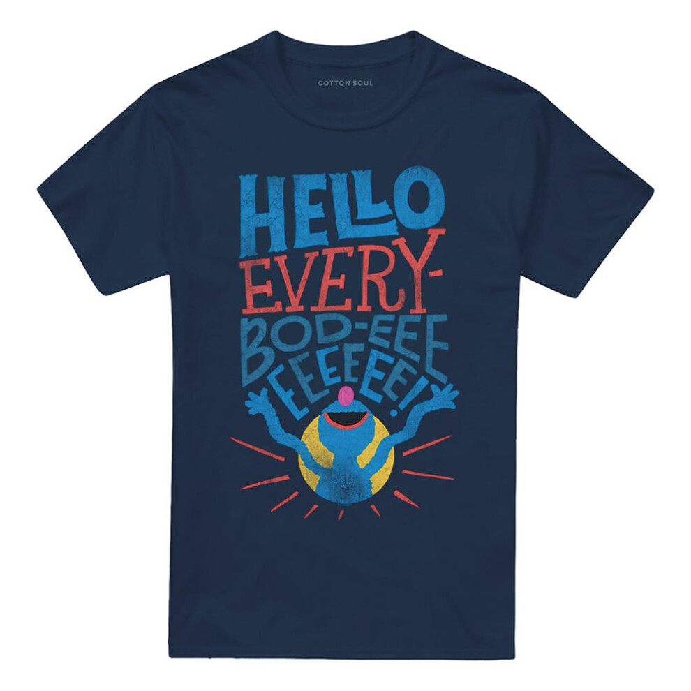 Sesame Street (4Xl, Navy) Unisex Adult Hello Everybody Grover T-Shirt