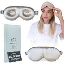 MATASSE 22 Momme Mulberry Silk Eye Sleeping Mask with Adjustable Strap- 3D Contoured Eye Mask for Sleeping, Eye Cover Sleep Mask w/Silk Covered Strap