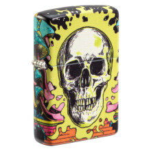 Zippo unisex-adult Glow in the Dark Lighters, Trippy Skull 540 Color