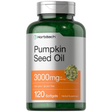 Aceite de Semilla de Calabaza Horbach | 3000mg | 120 Cápsulas Blandas | Suplemento Dietético Prensado en Frío