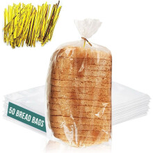 Bolsas de Plástico Reutilizables para Pan Casero - 50 Bolsas Transparentes con Cierres para Conservación