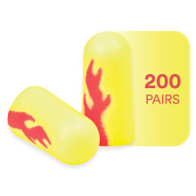 3M Ear Plugs, 200 Pairs/Box, E-A-Rsoft Yellow Neon Blasts 312-1252, Uncorded, Disposable, Foam, NRR 33, Drilling, Grinding, Machining, Sawing, Sanding