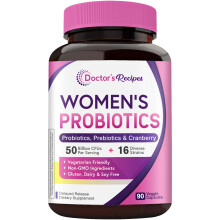 Probiotico para Mujeres de Doctor's Recipes, 90 Caps 50 Mil M CFU 16 Cepas, con Arándano Orgánico
