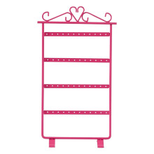 (Pink) Ear 48holes Earring Studs Jewelry Display Rack Metal Stand Gift Organiser Holder