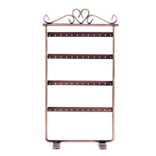 (Brown) Ear 48holes Earring Studs Jewelry Display Rack Metal Stand Gift Organiser Holder