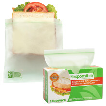 Bolsas de Sándwich Compostables Certificadas Reutilizables, Extra Fuertes, a Base de Plantas (68 Pack)