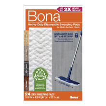 Tampons de balayage Bona pour sols multi-surfaces - 24 recharges - Pads jetables et robustes
