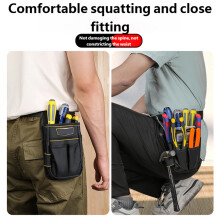 Compactly Yet Roomy Electrician Belt Pouch Constructed Wear Resistant Fabric Bag