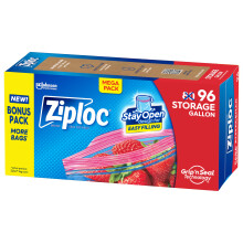 Bolsas de Almacenamiento de Comida Ziploc, Diseño de Pie Abierto, Fácil de Llenar, 96 Unidades