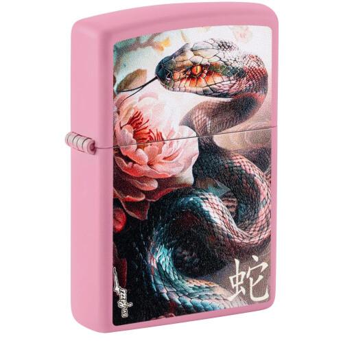 Zippo Accendino Zippo Mazzi Design Serpente e Fiore Rosa Opaco