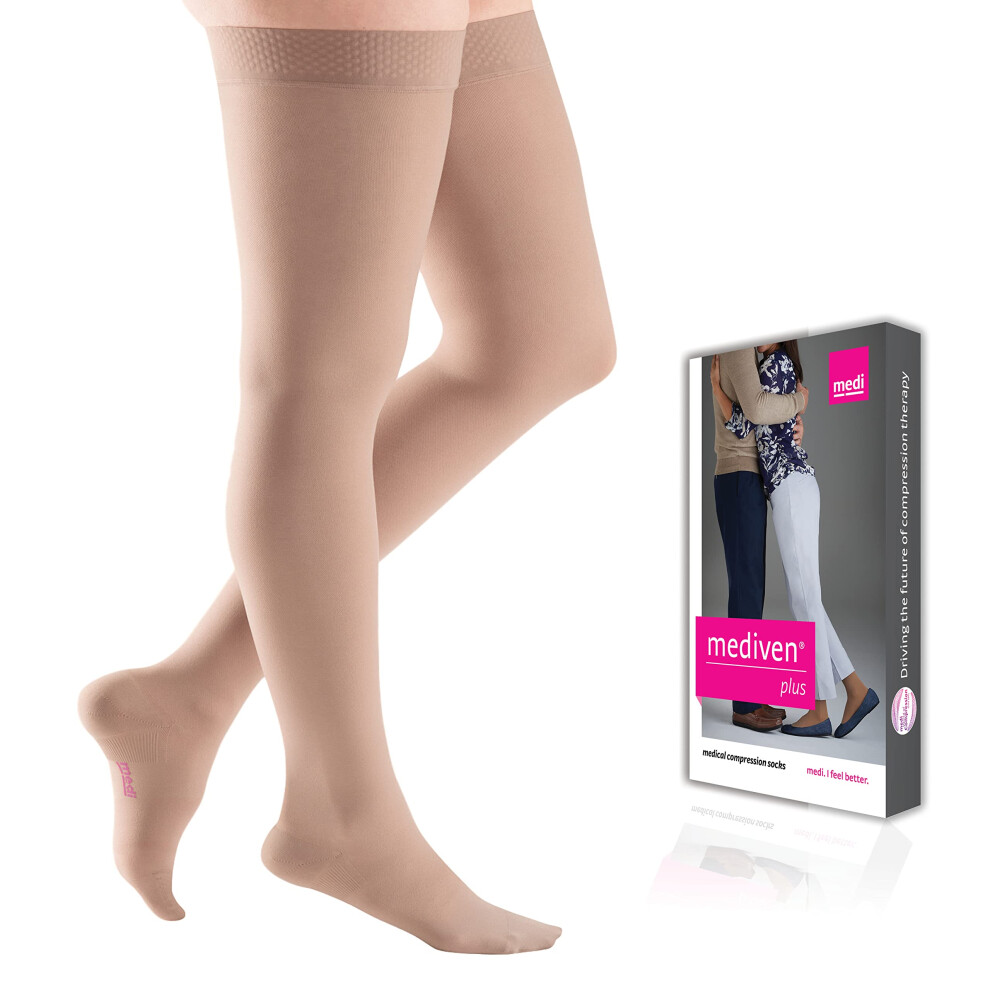 Mediven Plus For Men & Women, 20-30 Mmhg - Closed Toe, Thigh High Compression Stockings, Iv-Petite, Beige