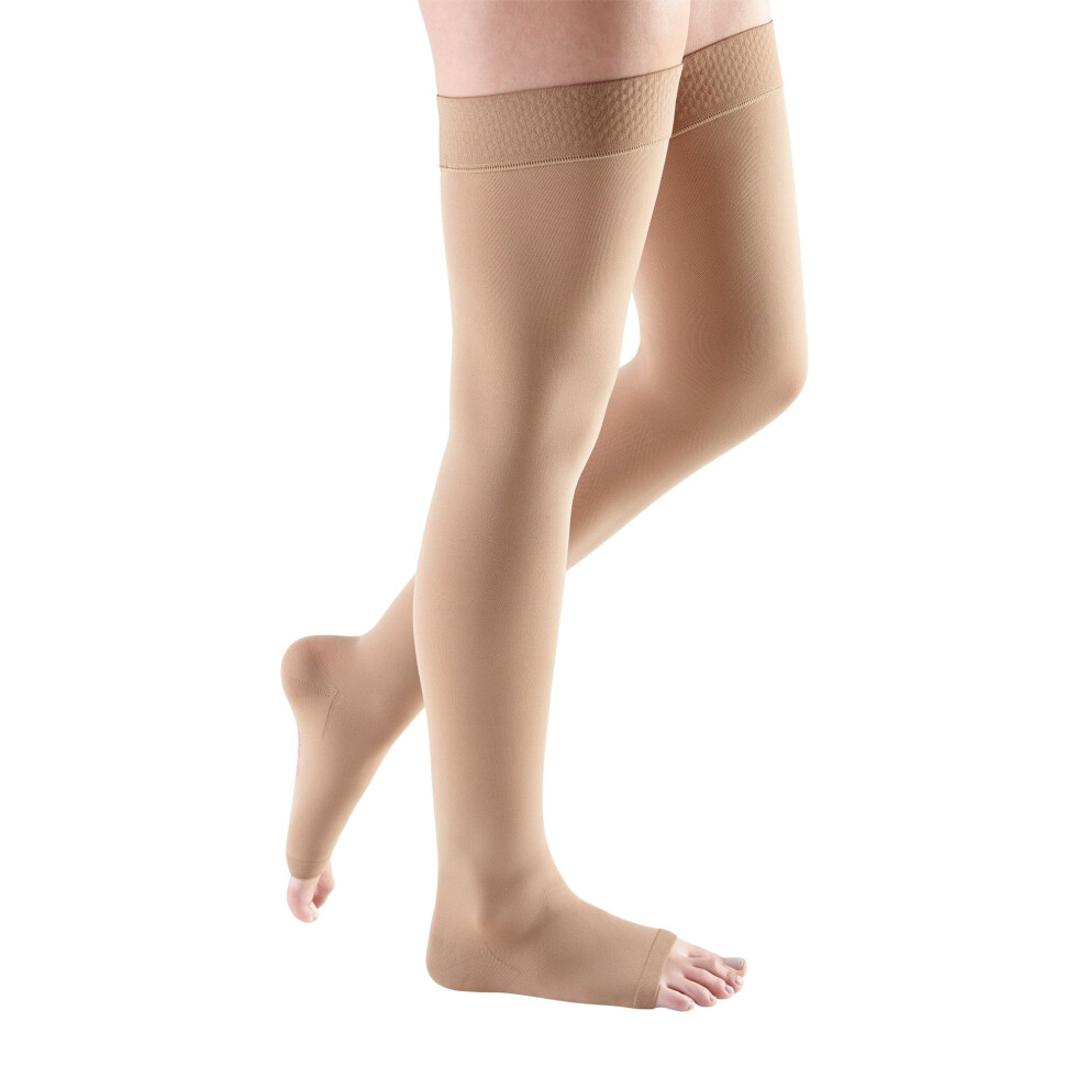 Mediven Comfort For Women, 15-20 Mmhg - Open Toe, Thigh High Compression Stockings, Semi-Transparent Hosiery, Ii, Natural