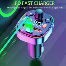 Transmisor FM para AutomóVil: Puerto USB Dual y Cargador de AutomóVil PD Tipo C, RetroiluminacióN LED de 7 Colores, Reproductor de MúSica