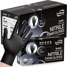 Gants d'Examen Nitrile Noir SwiftGrip, Jetables, Sans Latex pour Médical, Cuisine & Esthéticienne, 1000