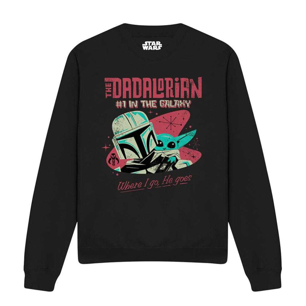 Star Wars (Xl, ) Unisex Adult #1 Dadalorian Where I Go Sweatshirt Black
