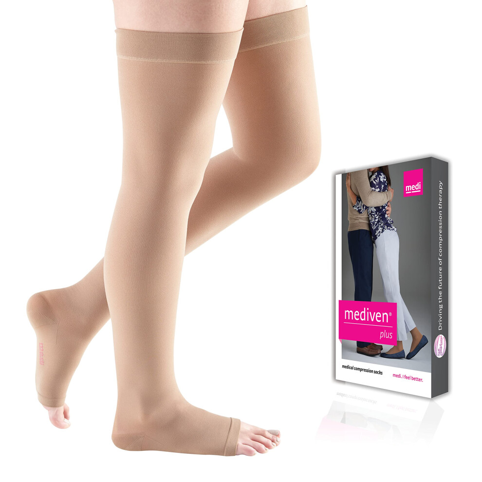 Mediven Plus For Men & Women, 40-50 Mmhg, Thigh High W/Silicone Top-Band, Open Toe Standard-Vii