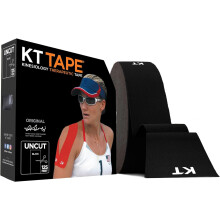 KT Tape, Algodón Original, Cinta Kinesiológica Elástica, Rollo Sin Cortar de 125 Pies, Negro