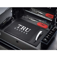 TRU BARBER ORGANIZER MAT 14”X 9” (SVART/VIT) Flexibel PVC Mat, Salong och Barbershop arbetsstation
