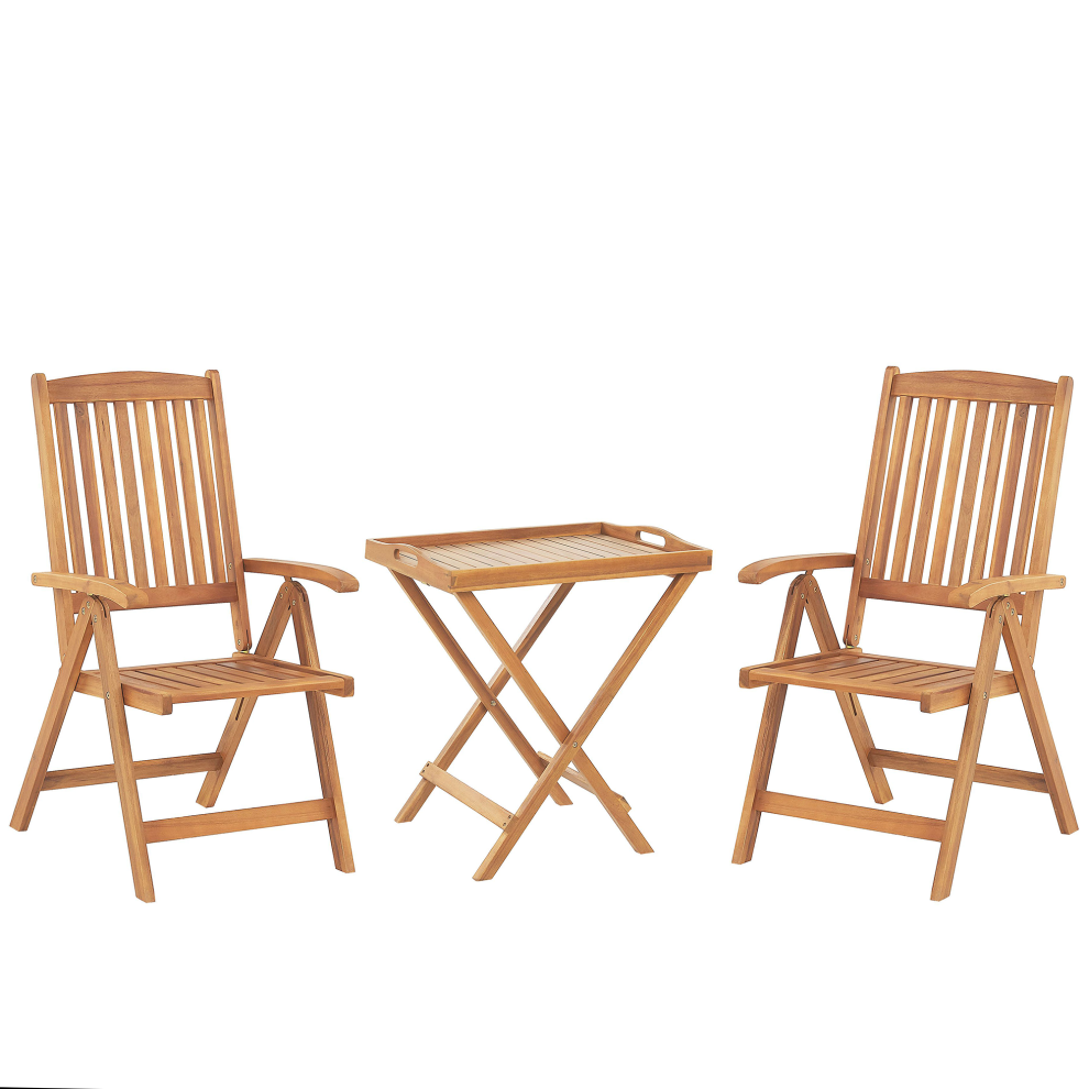 Beliani Bistro Set Folding Java Acacia Wood Light Brown