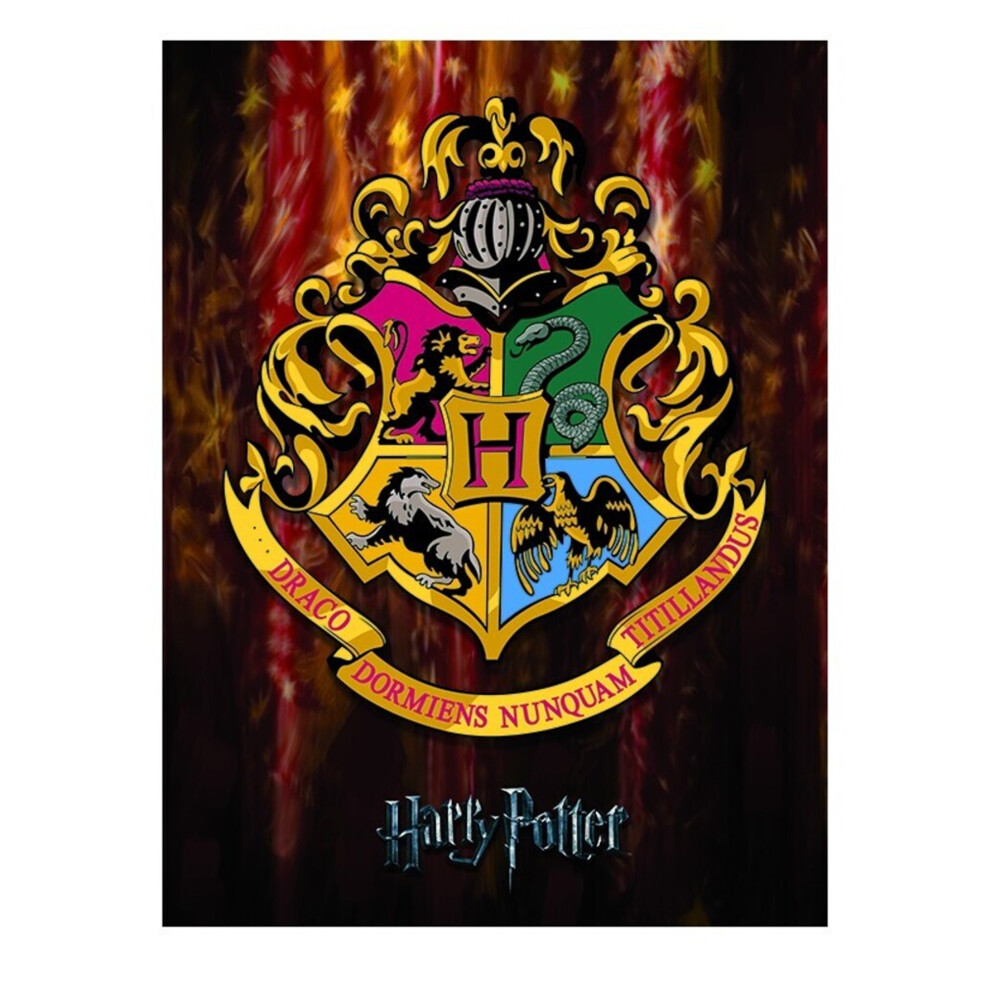 Harry Potter (50Cm X 40Cm, Multicoloured) Hogwarts Crest Framed Canvas Print