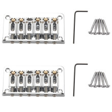 2X Hardtail Guitar Bridge Body Through für 6 String Electric Parts Silber