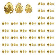 60 StüCk Kunstpflanzen PalmenbläTter Gold Tropische PartybläTter Dekorationen SchildkröTenblatt Monstera