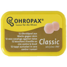 Ohropax Återanvändbara Vax/Bomullsöronproppar (12 Proppar Totalt)(1 Transparent Fodral) - För Sömn, Bad och Skjutskydd