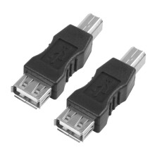2X USB Druckeradapter Typ A Weiblich zu Typ B Maennlich Adapter Schwarz Silber Ton