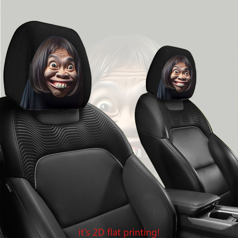 2 Pcs Novelty Car Headrest Covers Bright Printed Polyester For Most Vehicles 7754004674523