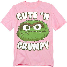 (XXL, Pink) Sesame Street Unisex Adult Cute N Grumpy T-Shirt