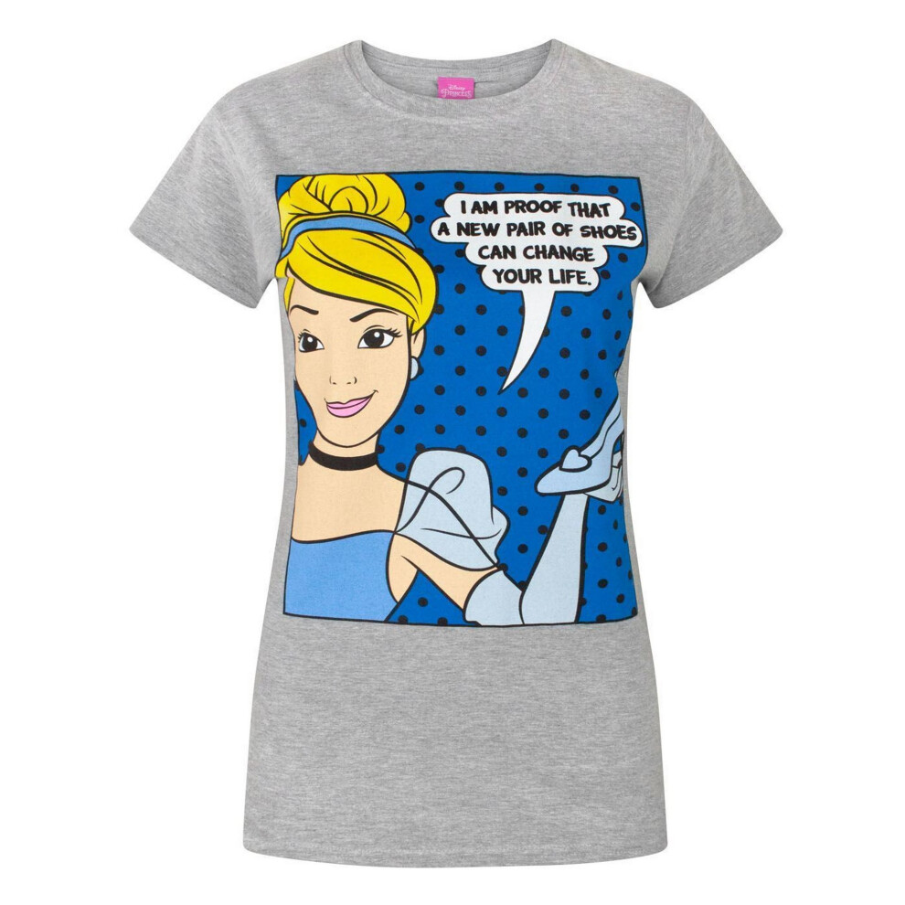 Disney (L, ) Womens/Ladies Princess Cinderella New Shoes T-Shirt Grey