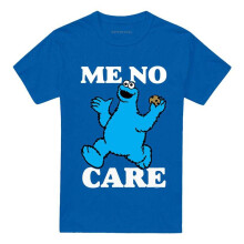 (L, Royal Blue) Sesame Street Unisex Adult Me No Care Cookie Monster T-Shirt