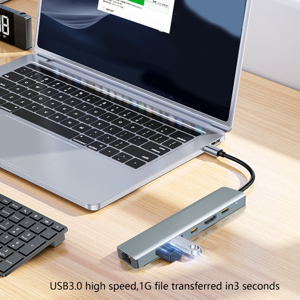 6 In 1 Usb C Docking Station Multiport Adapter Gigabit Ethernet 2Xusb3.0 4K Hdtv 7695001207607