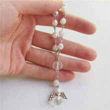 120 Pcs Baptism Acrylic Rosary Beads Rosaries Angel with Organza Bags for the First Communion Baptism Party Favors