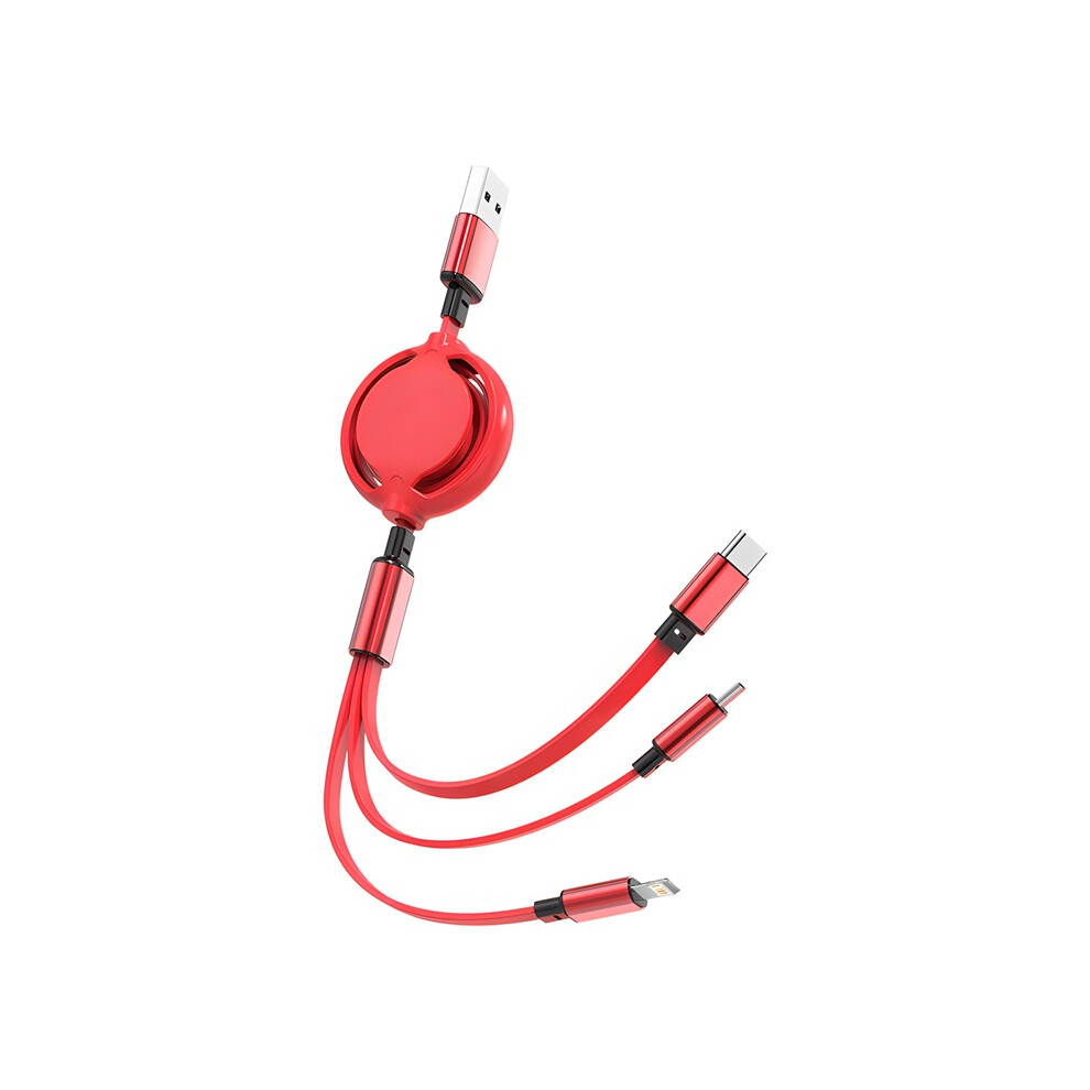 (Red) 3 In 1 Retractable Usb Cable Fast Charging Micro Usb Type-C Android Suitable For Iphone Xiaomi Huawei Samsung Charging Red 4017648579863