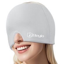 Migraine Relief Cap, Herbruikbare Gel Hoofdpijn Cap voor Hoofdpijn, Puffige Ogen (Grijs)