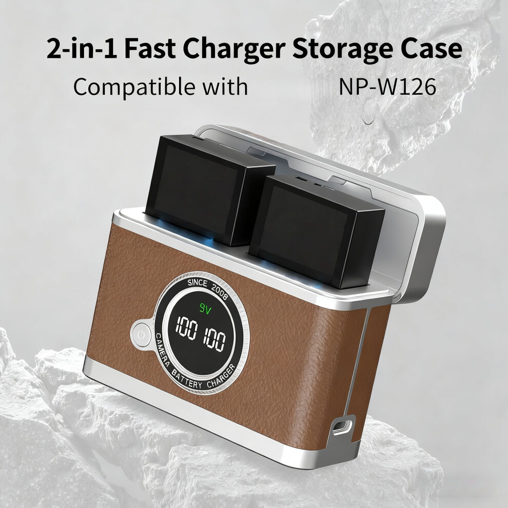 Camera Battery Charger Double Fast Charging Lcd Percentage Display Portable Khaki 7695001219273